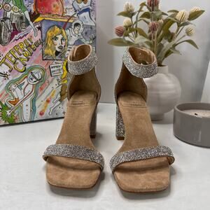 Jeffrey Campbell Klarissa Chunky Block Heel Ankle Strap Champagne Women's 7